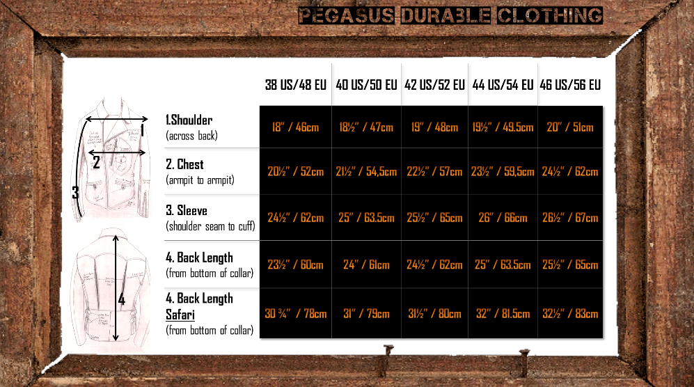 Pegasus Jackets Sizes